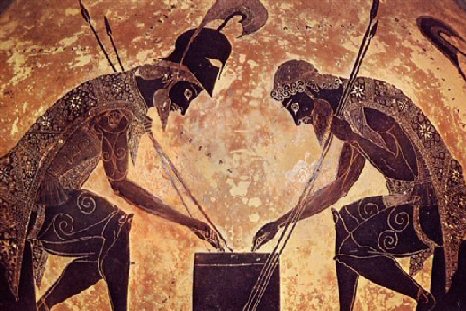 Achille et Patrocle jouent au Jeu des Villes, anctre du jeu dames 